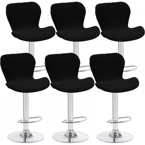 Lot de 6 housses de tabouret pivotant incurvées noires, 40 x 30 x 30 cm, housses de chaise de bar à dossier bas, adaptées aux comptoirs, bars et cuisines (1/5)