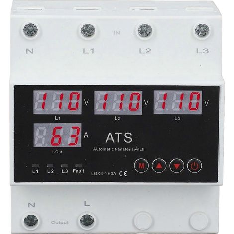 Automatischer Umschalter ATS 63A 3PH mit LED-Anzeige, einstellbarer Spannungsschutz für Generator und Wechselrichter