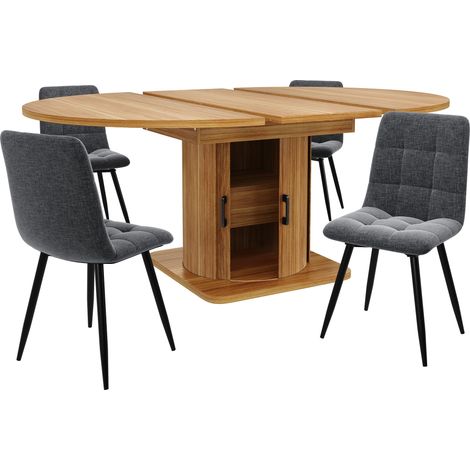 Ensemble de table à manger moderne (5 pièces), salle à manger avec table et chaises pour 4 à 6 personnes, ensemble de table de cuisine, table extensible avec 4 chaises, table à manger avec tiroirs, ch (1/5)