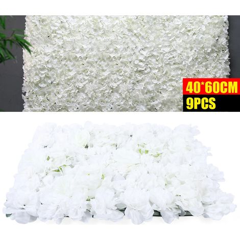 9-teilige künstliche Blumenwand, ideal für Hochzeiten und Partys, Hintergrunddekoration, 40 x 60 cm, Selbstmontage erforderlich