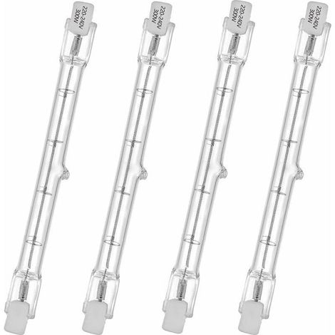 Tube halogène HaloLine, base R7S, lampe tube halogène T3, 230V, 300 watts, 118 mm, blanc chaud - 2800K (4 pièces) (1/5)
