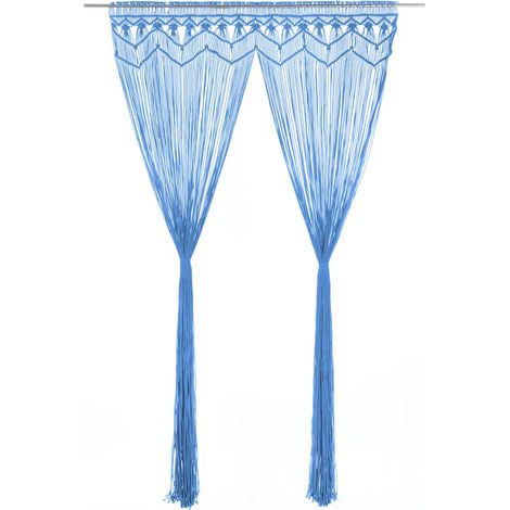 vidaXL Rideau en macramé Bleu 140x240 cm Coton (1/5)