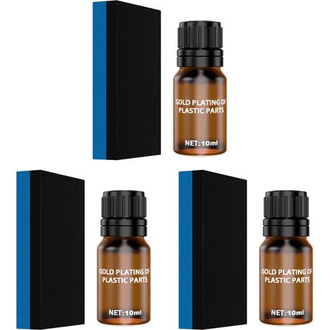 Pack 3x 10ml Agent Rénovateur Plastique Auto Longue Durée Cristal Coating avec Éponge pour Intérieur Véhicule (1/5)