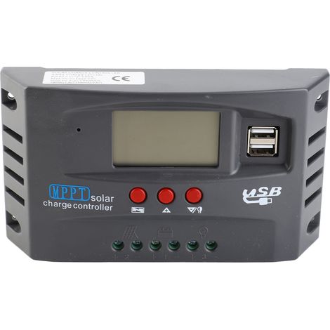 Contrôleur solaire 12 V/24 V à identification automatique, écran LCD, régulateur de charge solaire double port USB (1/5)