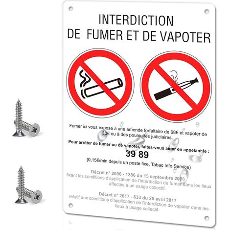 Smoking and Vaping Prohibition Rigid PVC 4 Pre-Drilled Smoking Ban Sign Printing Self-Adhesive Smoking Prohibition Sticker With Self-Dipping Screws 148x210mm (1) (1/2)