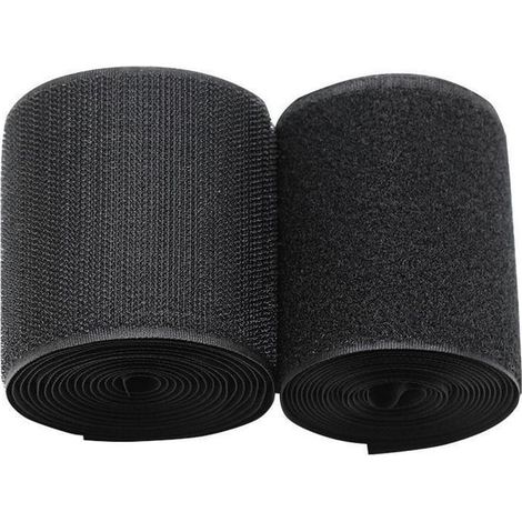 Velcro extra large (10 cm x 2 m), pour coudre des rayures sur du tissu, ruban en nylon noir non adhésif pour la gestion des câbles, la couture, le bricolage à la maison et au bureau. (1/5)