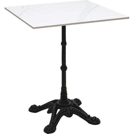 Tavolo bistrot quadrato in pietra minerale e metallo nero L60 cm CONTY