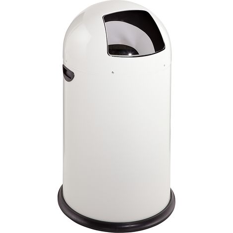VAR, Poubelle à poussoir, acier, fermeture automatique, blanc (1/5)