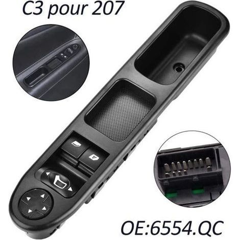 pair Levé Vitre 207 Avant Gauche Drive CÔTÉ Vitre Électrique Interrupteur Principal 6554.QC, Interrupteur de Lève-Vitre pour 207