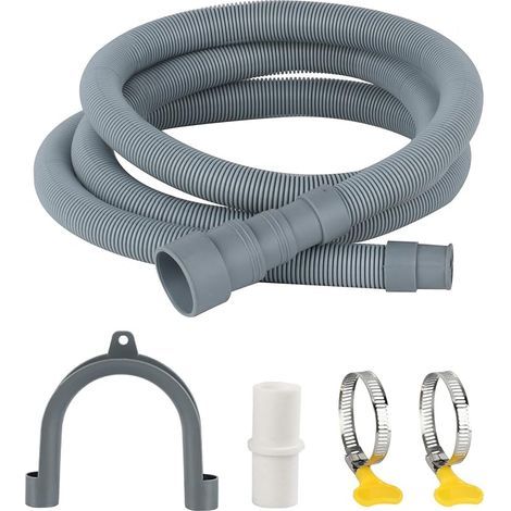 Tuyau Vidange Machine a Laver, 2 m x 30 mm Rallonge de Tuyau de Vidange, Tuyau de Vidange Universel, avec Support et Colliers de Serrage, pour Lave-Linge, Lave-Vaisselle (1/5)