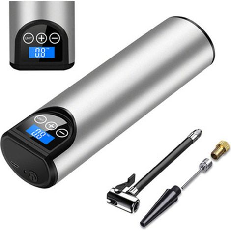 Compresseur d'air portable, mini pompe à air électrique gonfleur de pneus numérique 150 PSI sans fil rechargeable par USB pour voitures motos vélos ballons et petits objets gonflables décoratifs (1/5)