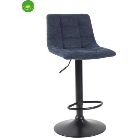 Sgabello Clayton Casa Collection in tessuto blu e base nera