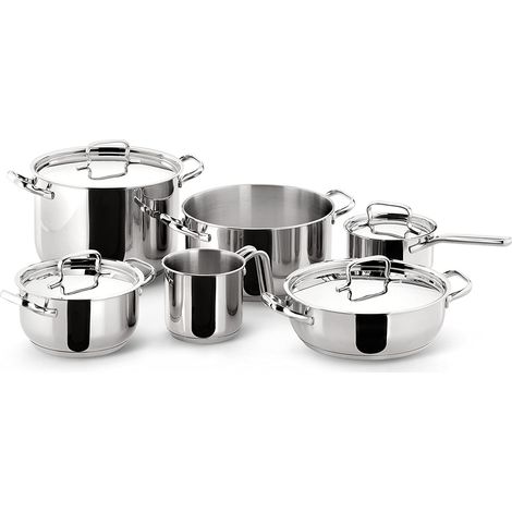 SET PENTOLE LAGOSTINA SFIZIOSA BATTERIA DI PENTOLE 10 PEZZI IN ACCIAIO INOX 18/10