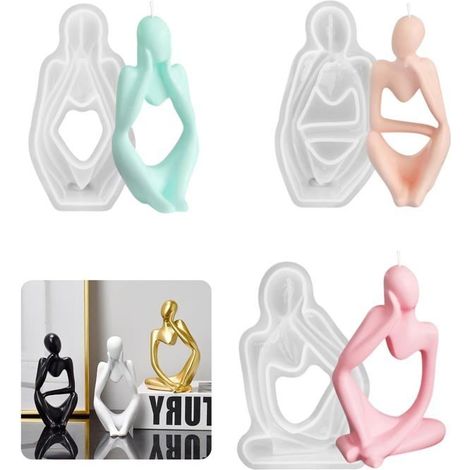 Lot de 3 moules en silicone pour la fabrication de bougies, moules 3D en silicone pour bricolage,moules de moulage en résine époxy (1/5)