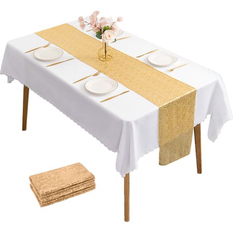 Runner De Table Pailleté - 30 cm x 275 cm - Pour Décoration De Mariage Fête Anniversaire Banquet - 1 Pièce (1/5)