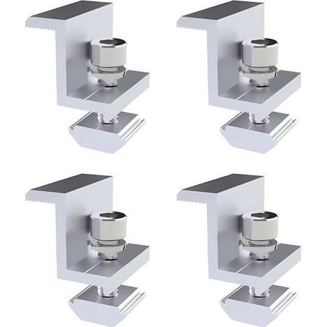 4er-Pack Aluminium-Solarpanel-Halterungen – 30-mm-Endklemme – Rost- und UV-beständig – Schnelle Befestigung auf Dächern und unebenen Oberflächen (1/5)