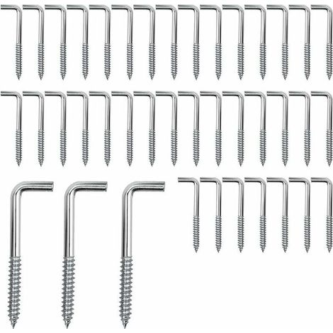 Bardusch-Lot de 40 Crochets à Vis Vis D'angle Crochets L Crochet a Visser Acier au Carbone Vis pour Suspendre Plantes Ustensiles de Cuisine Carillons Éoliens, 40 15mm(M3.7) (1/5)