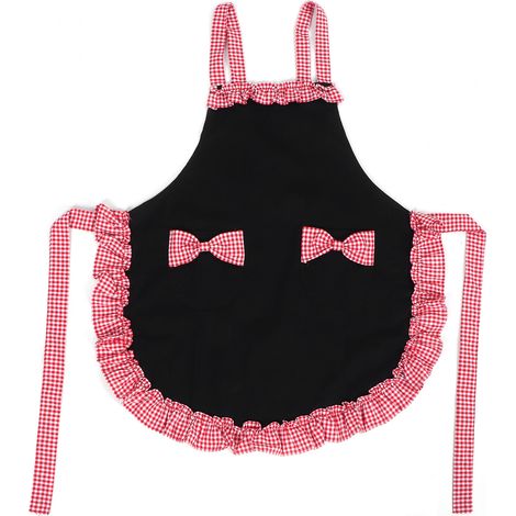 Tablier de cuisine à nœud papillon multifonction, imperméable et anti-taches - Noir et Rose (1/5)
