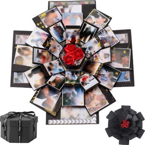 Scatola a sorpresa, scatola esplosiva, scatola a sorpresa esagonale esplosiva, scatola regalo creativa per album fotografico, scatola dei ricordi fai da te per compleanno, matrimonio, San Valentino, N (1/5)