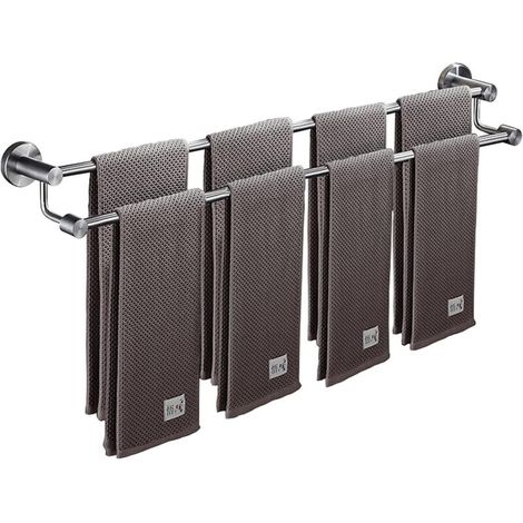 Bardusch-Double étagère murale grande taille en acier inox SUS304, finition argentée brossée, salle de bain(40cm) (1/5)
