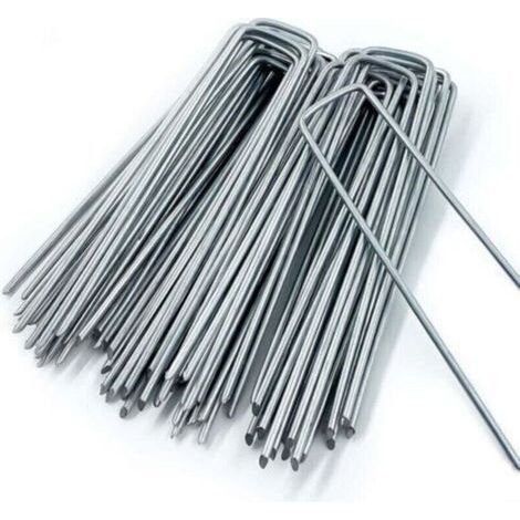 [JAMAIS UTILISÉ] 20 piquets de jardin en forme de U (150 mm de long, 40 mm de large, 3 mm de diamètre) piquets de fixation de paillis, pour bâches de désherbage, piquets de camping, clôtures de jardin (1/3)