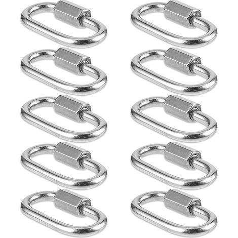 Mabor Lot de 10 petits mousquetons en acier inoxydable 304 M3.5 à maillons rapides avec vis pour camping, randonnée, balançoire, hamac (1/5)