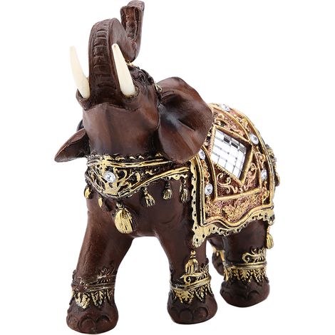 Statue d'Éléphant Bois Feng Shui Porte-Bonheur, Décoration Intérieure Cadeau Prospérité (Grand Modèle)