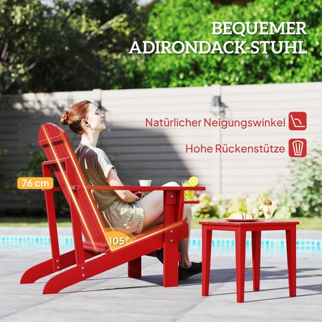 Fauteuil Adirondack extérieur rouge 72x97x92 cm, chaise jardin lounge résistant aux intempéries (1/4)
