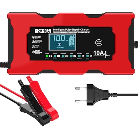 Chargeur de batterie LiFePO4 10A 12V, chargeur de batterie intelligent avec fonction de réparation automatique et écran LCD, chargeur de batterie de voiture[CO] (1/2)