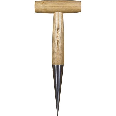 1 - Plantoir à bulbes - Outil de jardinage - Pointe en inox et manche en frêne - Pour plantation facile de tulipes et semis - Poignée ergonomique en T - Naturel - 28,5 cm (1/4)
