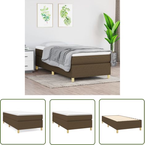 The Living Store Bettgestell ohne Matratze Dunkelbraun 90x190 cm Stoff - Doppelbett - Boxspringbetten - Lattenrost - Bettgestell - Dunkelbraunes Bett (1/5)