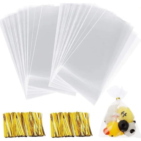 200 sachets transparents en cellophane, 10 x 15 cm, pour broyeurs métalliques, bonbons, chocolats et autres confiseries. (1/5)