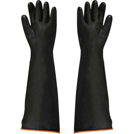 Gants en latex noir, 1 paire, 55 cm, résistants aux acides et aux alcalis, sécurité industrielle, gants de travail (1/4)