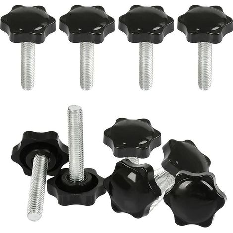 10 pezzi M8 X 40 mm Manopole di serraggio Vite a testa zigrinata, Manopola filettata Dado a stella M8 Bullone di serraggio filettato con dado, Manopole di serraggio filettate con maniglia..DEBUNS