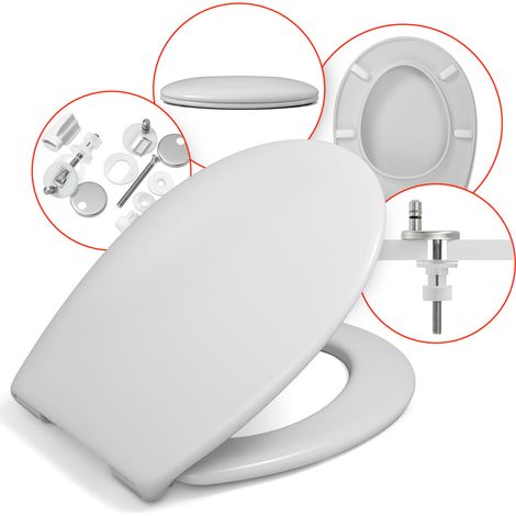 Les rois des sièges de toilettes  Abattant WC Roca Madalena - Blanc - Antibactérien - Mécanisme de fermeture douce