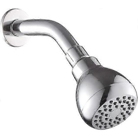 Pommeau de douche haute pression pour eau à basse pression - Pommeau de douche fixe de 7,6 cm (3 pouces) - Anti-fuite avec rotule pivotante réglable en chrome poli avec joint en PTFE (1/5)