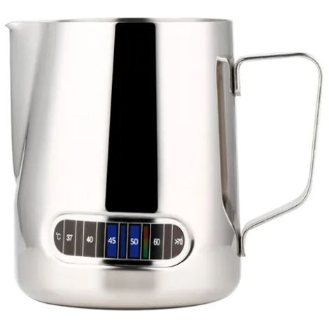Pitcher À Lait - Acier Inoxydable 304 - Avec Thermomètre Intégré - Capacité 600 ml - Pour Latte Art Et Préparation De Café (1/5)