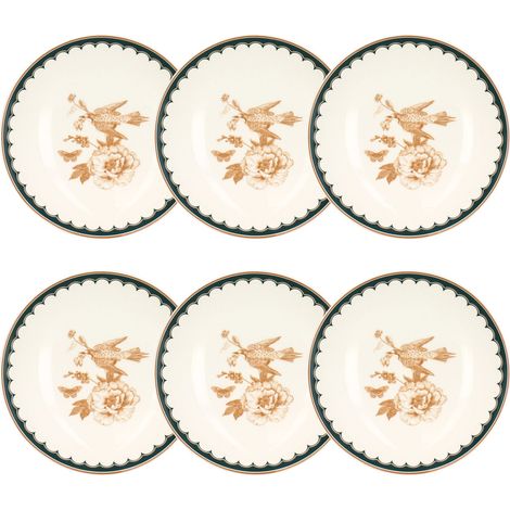 Lot de 6 assiettes creuses en porcelaine 21cm, BOTANIC (1/5)