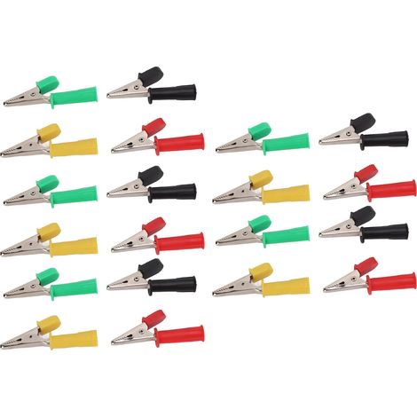 Lot de 5 pinces électriques isolées J.60045 en laiton 5mm, avec douille 4mm, idéales pour tests automobiles. (1/5)