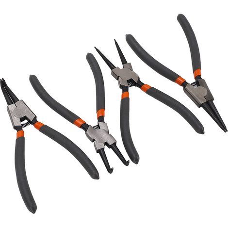 Jeu de pinces à circlips en tissu Oxford (4 pièces) : pince droite intérieure, pince droite extérieure, pince coudée intérieure, pince coudée extérieure (1/5)