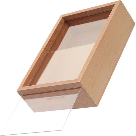 Tirelire en bois brun clair avec fenêtre en acrylique transparent (1/5)