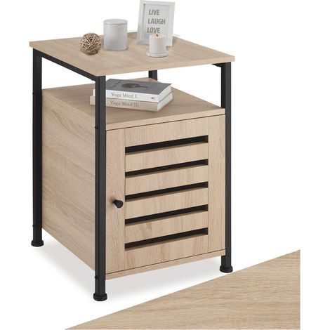 Armoire d'appoint en panneau de fibres 40,5x40,5x60,5 cm bois clair (1/5)