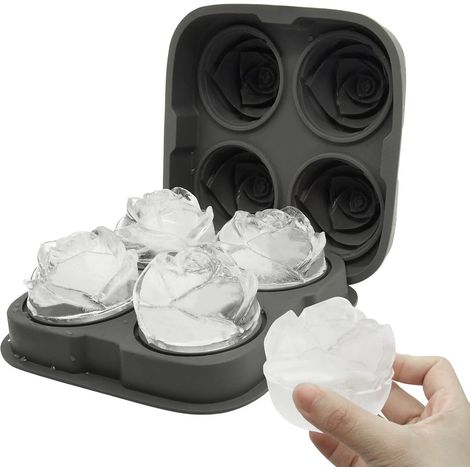Moule à glaçons en silicone avec couvercle, machine à glaçons sphériques, 4 formes, thème rose (1/5)