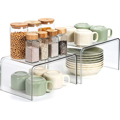 Transparenter Kleiderschrank-Organizer, 2er-Set stapelbare Regal-Organizer (1/5)