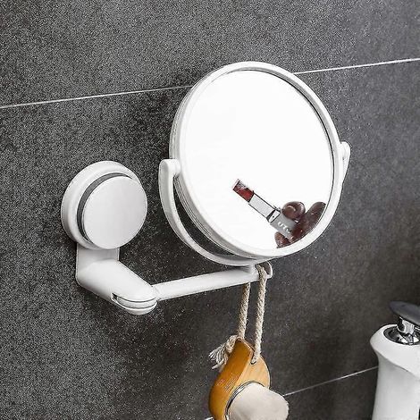 Miroir mural à ventouse, miroir de salle de bain, miroir de maquillage, miroir suspendu, miroir grossissant double face réglable à 360°, miroir de bureau, miroir de table (1/5)