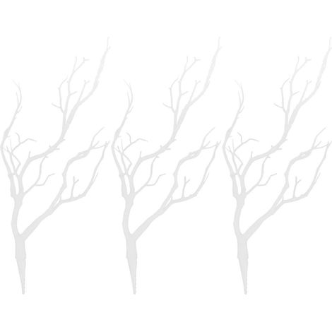 Lot de 3 branches d'arbre artificielles séchées en plastique, imitant de vraies plantes, en forme de bois de cerf, pour la décoration (blanches).-White (1/3)