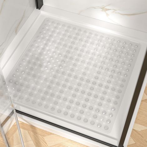 Alfombrilla de ducha antideslizante JSSEVN, alfombrilla de baño cuadrada con ventosas de 53x53 cm, libre de BPA, resistente al moho. (1/5)