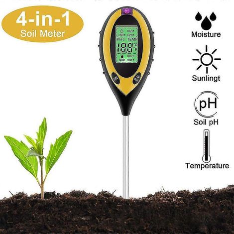 Testeur de plantes 4 en 1 : pH, mesure de la lumière du soleil, de la température et de l’humidité. Appareil de mesure du pH pour les plantes, le jardin, la ferme, en intérieur et en extérieur. (1/5)