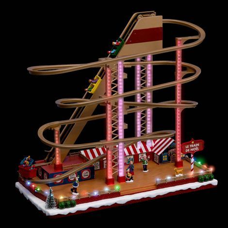 Fééric Lights And Christmas – Village de Noël lumineux animé musical – Grand Huit 25 LED multicolores – Effets clignotants – Dimensions 45x21,5x40 cm – Poids 1,54 kg (1/4)