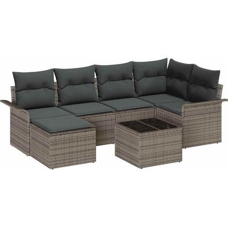 Maison Exclusive - Set Divano da Giardino 7 pcs Grigio polyrattan